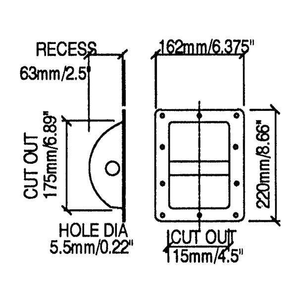 Main product image for Penn-Elcom H1105 Recessed Steel PA Cabinet Handle 260-705